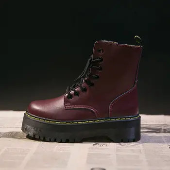 

thick bottom work clothes, black British Autumn boots, handsome muffin style motorcycle short boots, versatile