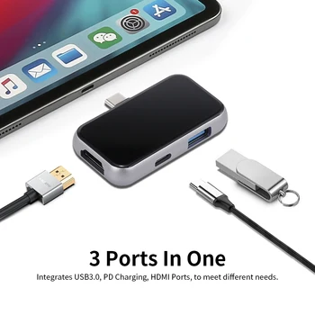 

3IN1 Type-C Adapter HUB 4K HDMI USB 3.0 PD Charging Multi-Function Converter Plug & Play