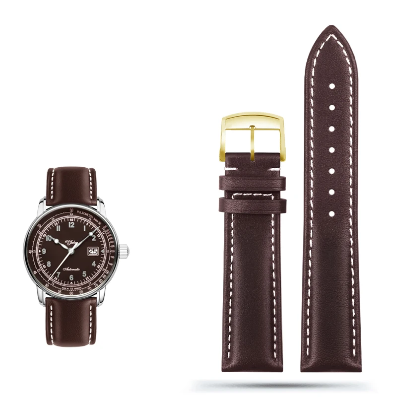 Blue Genuine Leather Watch Band Strap, 21mm/22mm – Premium Replacement Watch Strap Belt Bracelet