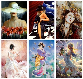 

Diamond Embroidery Portrait Women Girls Lady Full Round Drill Diamond Painting Kit Beads Rhinestone Diamond Mosaic Home Decor