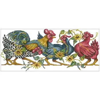 

Fighting chickens animals Patterns Counted Cross Stitch 11CT 14CT 18CT DIY Cross Stitch Kits Embroidery Needlework Sets