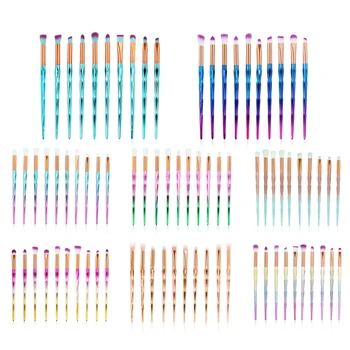 

New 10Pcs Diamond Makeup Brushes Set Eye Shadow Eyebrow Blush Blending Powder Lip Concealer Fan Cosmetic Beauty Brush Tool Kit