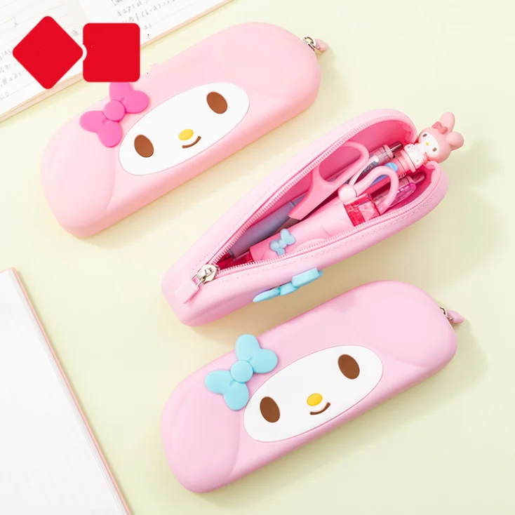 Estuche silicona para estuches escolares bonitos rosas, regalos chicas, estudiantes, caja de almacenamiento, bolsa de cosméticos, adornos|Bolsas para lápices| - AliExpress