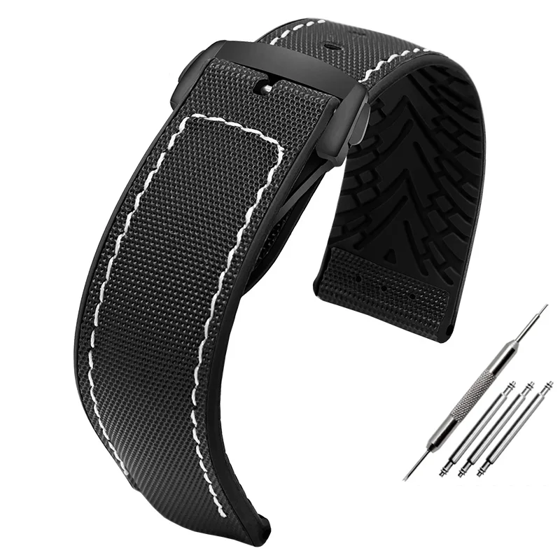 thumbnail image 1 of Correa de reloj impermeable de lona y caucho de silicona para hombre TAG Heuer Carrera, correa de buceo de competición, hebilla plegable, pulsera de 22 mm, 1 of 5
