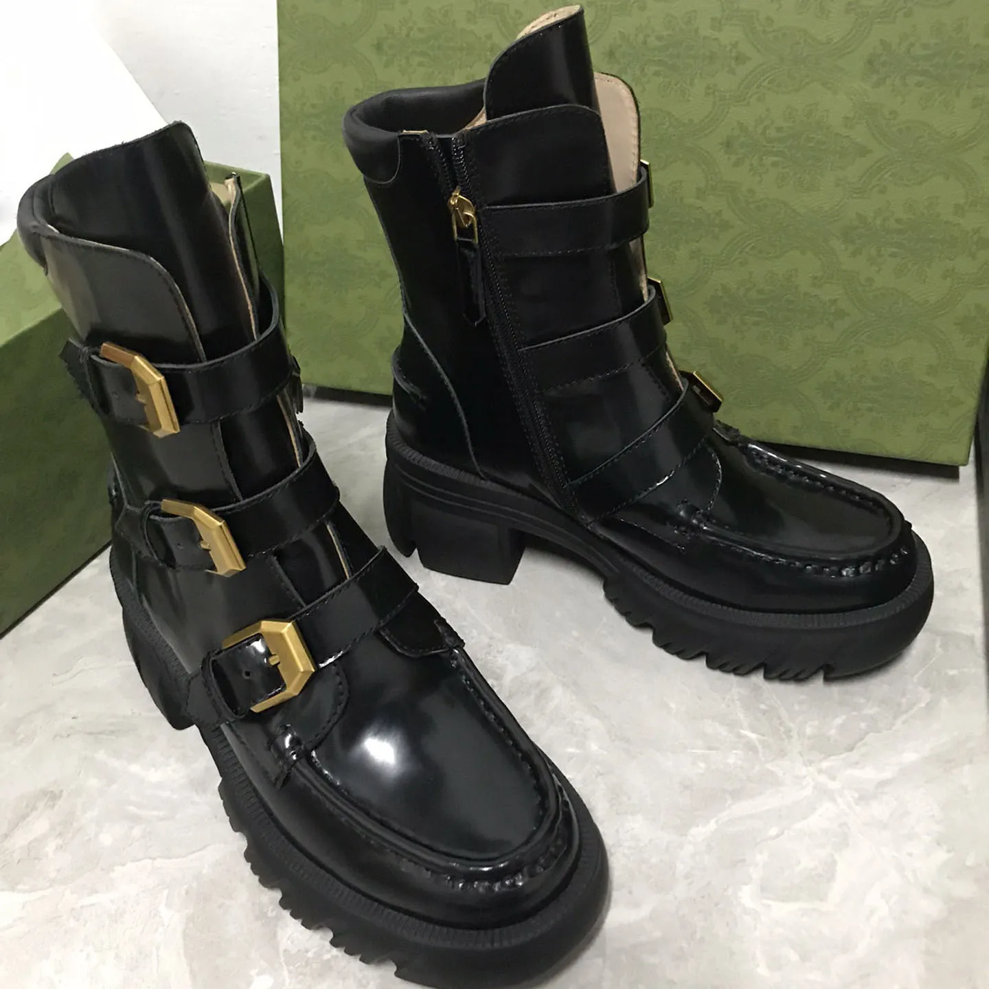 買い日本 女性の丸いつま先のブーツ 厚いアンクルストラップ付きの靴 バックル付き ファッショナブル 本革 21 新品 翌日出荷 Proport Kyoto Com