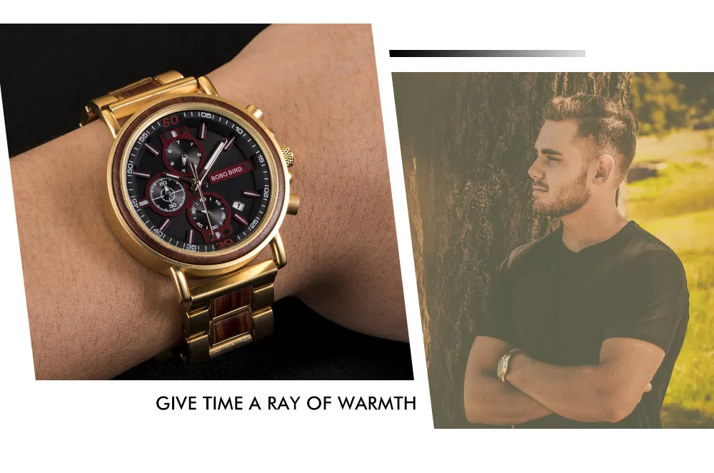 Мужские наручные часы BOBOBIRD, деревянные, pagani, дизайн из нержавеющей стали, хронограф, отправка в подарок, браслет zegarek meski с коробкой для часов S18