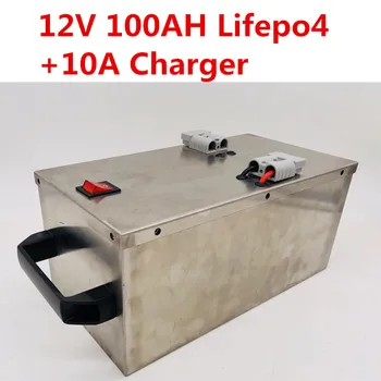 شراء12 فولت 100 أمبير بطارية Lifepo4 مقاوم للماء مع BMS لعربات الغولف المعسكر امدادات الطاقة EV التخزين الشمسي المنازل + 10A شاحن