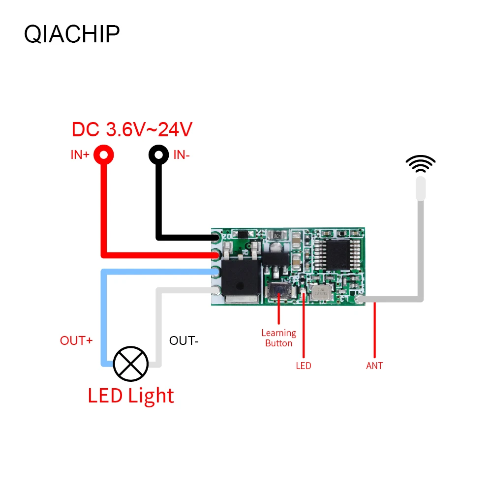 QIACHIP Универсальный Беспроводной 433 Mhz DC 3,6 V-24 V дистанционного Управление коммутатора 433 Mhz 1 CH РФ реле приемник свет Управление Лер DIY Kit