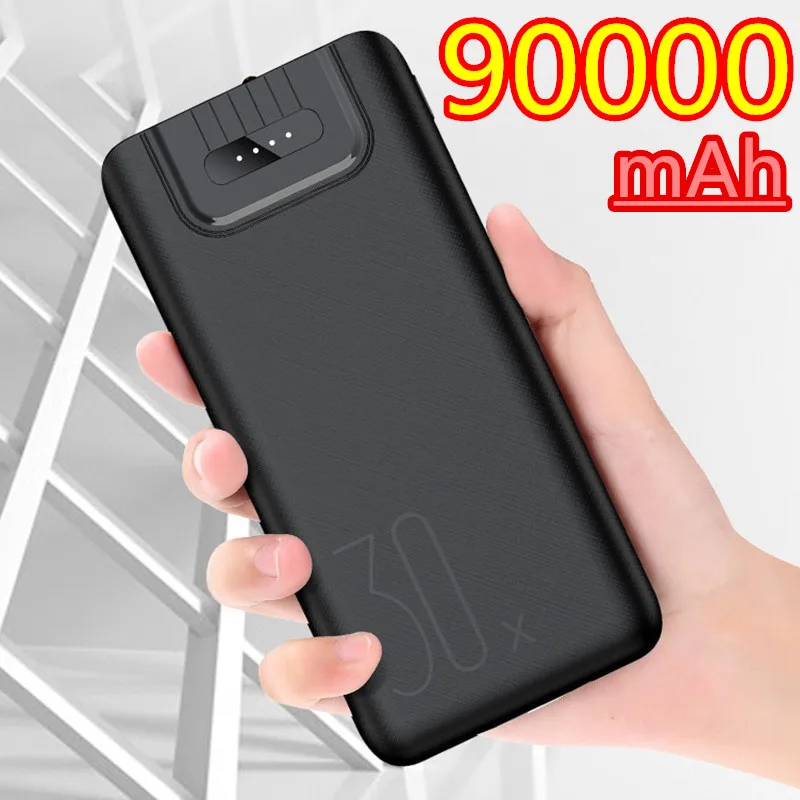 2USB LED Power Bank 90000mAh Портативная зарядка Poverbank упаковка Внешняя батарея Powerbank для iPhone