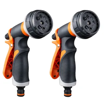 

2 PCS Water Sprinkler Garden Hose Nozzle Watering Spray High Pressure With 8 Patterns Garden Irrigation Spraying Gun orange