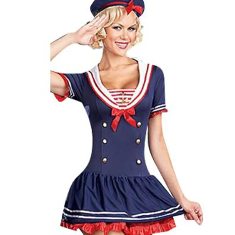Señoras Hello Miss marinero de alta mar vestido de fantasía traje Sexy moda juego de rol femenino Halloween Cosplay disfraz W438049