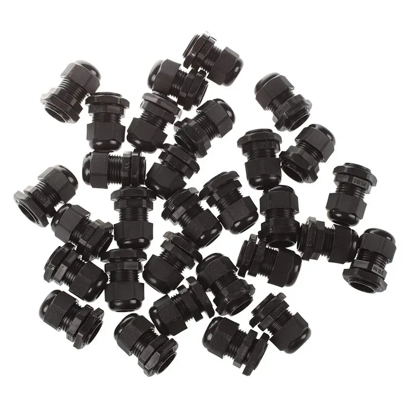 

30 Pcs PG13.5 Black Plastic 6mm to 12mm Dia Cable Glands Fastening Connector