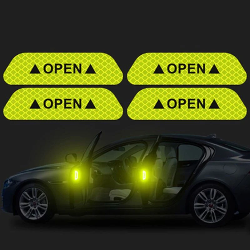 4PCS Car reflective opening warning sticker for Ferrari Porsche BMW Mercedes Audi Toyota Volkswagen Honda Ford Mazda Peugeot Kia