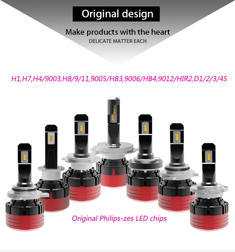 

new arrival all in one 6000k Turbo fan HB3 HB4 Original Philips-zes LED auto headlamp H1 H4 H7 9005 9006 9012