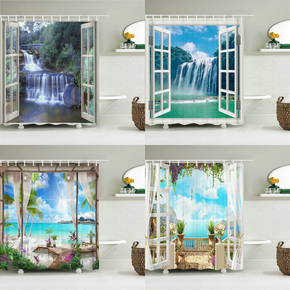 Poncho-cortina de ducha impermeable, accesorio de baño antimoho - AliExpress