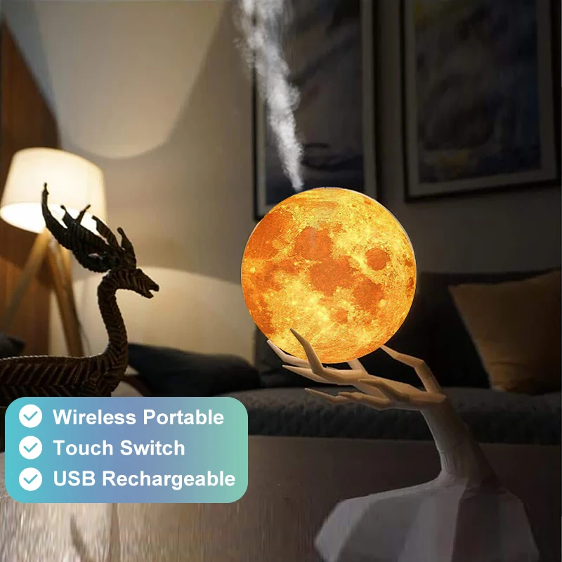 880ML Air Humidifier 3D Moon Lamp light Diffuser Aroma Essential Oil USB 880ML Air Humidifier 3D Moon Lamp light Diffuser Aroma Essential Oil USB