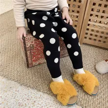 Новые стильные вязаные брюки в горошек в Корейском стиле для мальчиков и девочек на осень и зиму