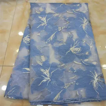 

Organza jacquard Lace Fabric blue Embroidered Nigerian Laces Fabric Bridal High Quality French Tulle Lace Fabric For Women Dress