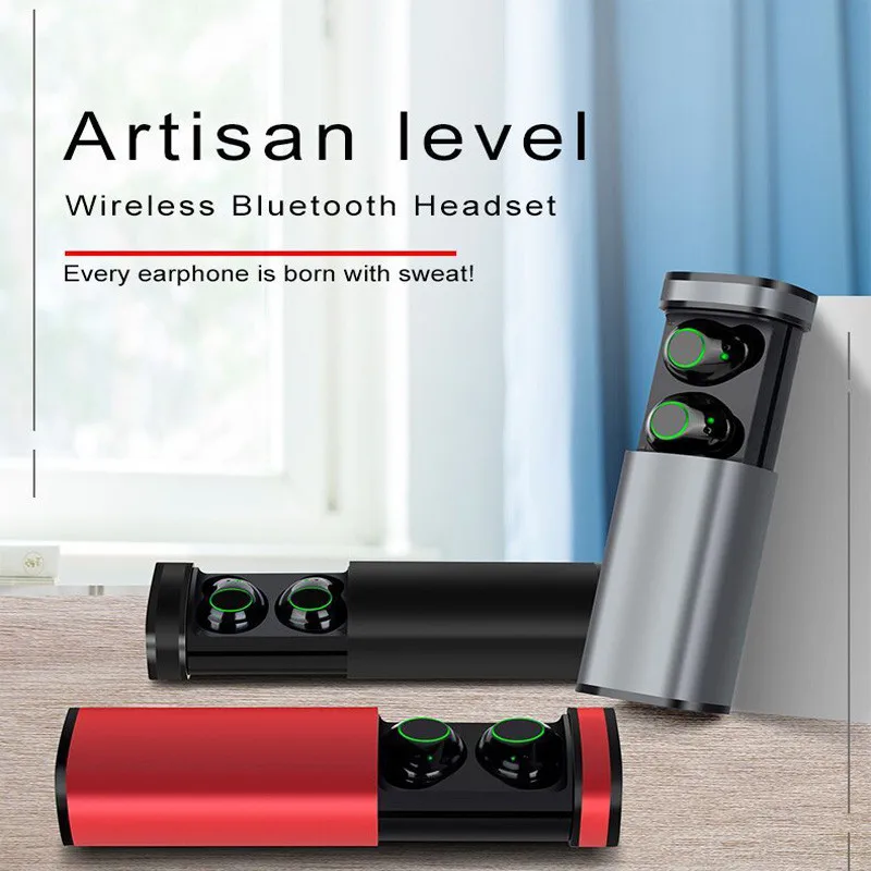 TWS Bluetooth True Wireless Earphones 4D Stereo Earbuds Mini TWS Waterproof Headfrees 800mAh Power Bank For Smart phones