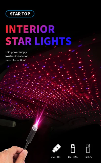 USB Car Atmosphere Blue Star Light Mini LED Projection Lamp Star Night  Laser UK