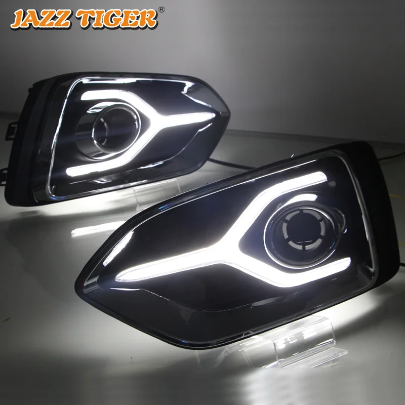  JAZZ TIGER 2PCS Yellow Turn Signal Function 12V Car DRL Lamp LED Daytime Running Light For Hyundai  - 32950842462