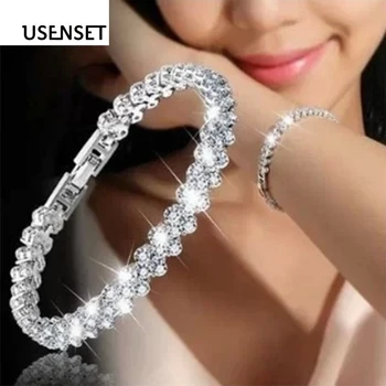 

New Fashion Cubic Zirconia Heart Rose Gold Color Bracelet For Women Charm Jewelry Gift Bangle 02L33