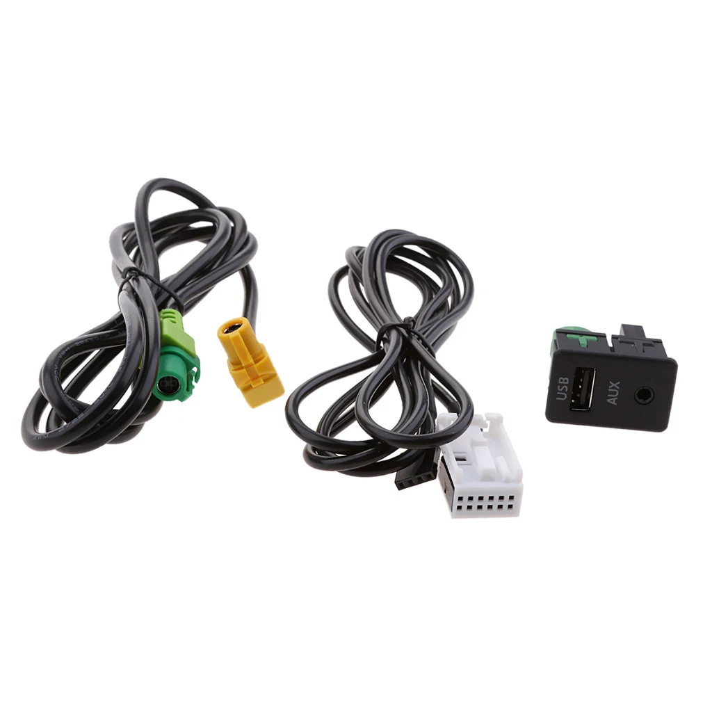 Car 2 in 1 USB AUX-In Input Adapter Cable Radio Player Interface for VW CC