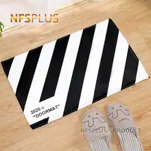 

2020 DOORMAT Entrance Door Mat Carpet Indoor 40x60cm Flannel Fabric Black White Stripes No Slip Home Decorative Floor Mats Rugs