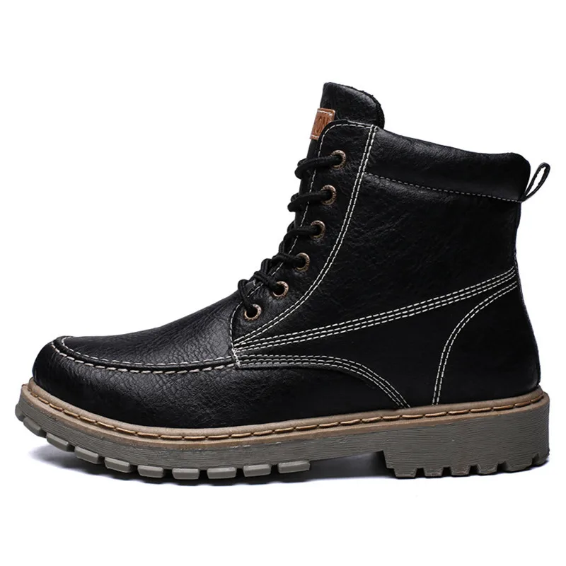 Zapatos De Hombre Mocasines/зимние рабочие ботинки для мужчин; большое плюшевое теплое обувь; Мужские Винтажные кожаные ботинки; нескользящая защитная обувь; 6