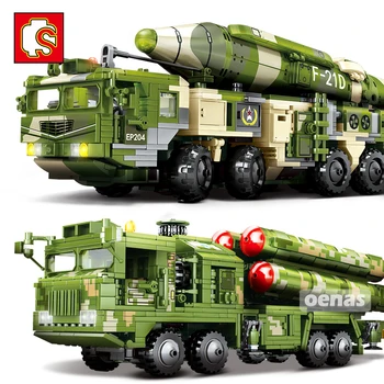 

SEMBO MOC China Military DF21 HQ9 Ballistic Air Defense Missile Vehicle Truck Large Model Building Blocks Toys Children Man Gift