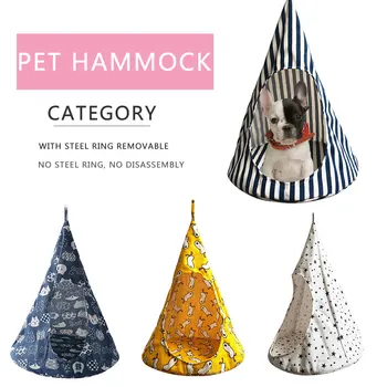 

Cat Tent Hammock Hanging Bed Tent Cone Shape Breathable Linen Sponge Tent Hanging Cage Cover Creative Pet Supplies