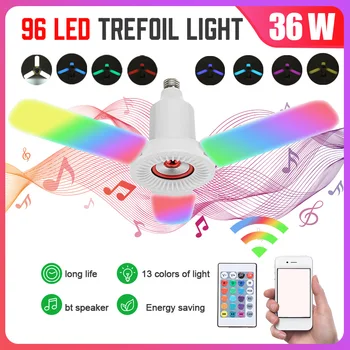 

LED Garage Light E27 Deformable Ceiling Light Dimmable RGB Music Lamp with bluetooth Speaker Remote Control