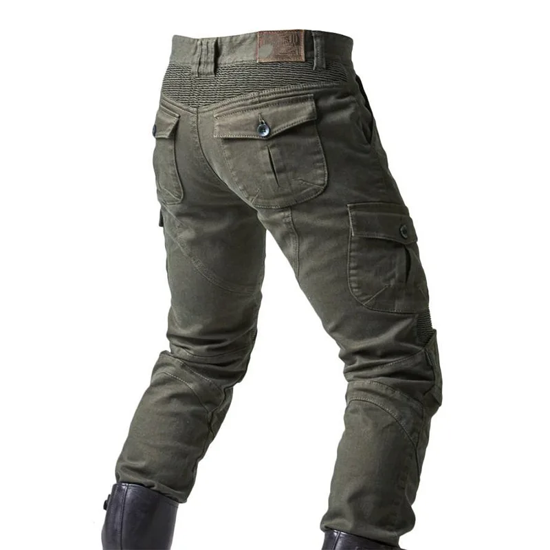 KIOVNO Fashion Men's Biker Jeans Pants With Knee Pads Motorcycle Denim Trousers For Male Outdoor (7)