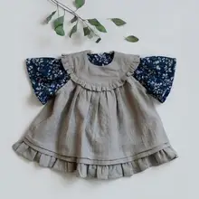 Новое платье с оборками для девочек модные летние хлопковые льняные платья для девочек 1-7 лет, HJ565
