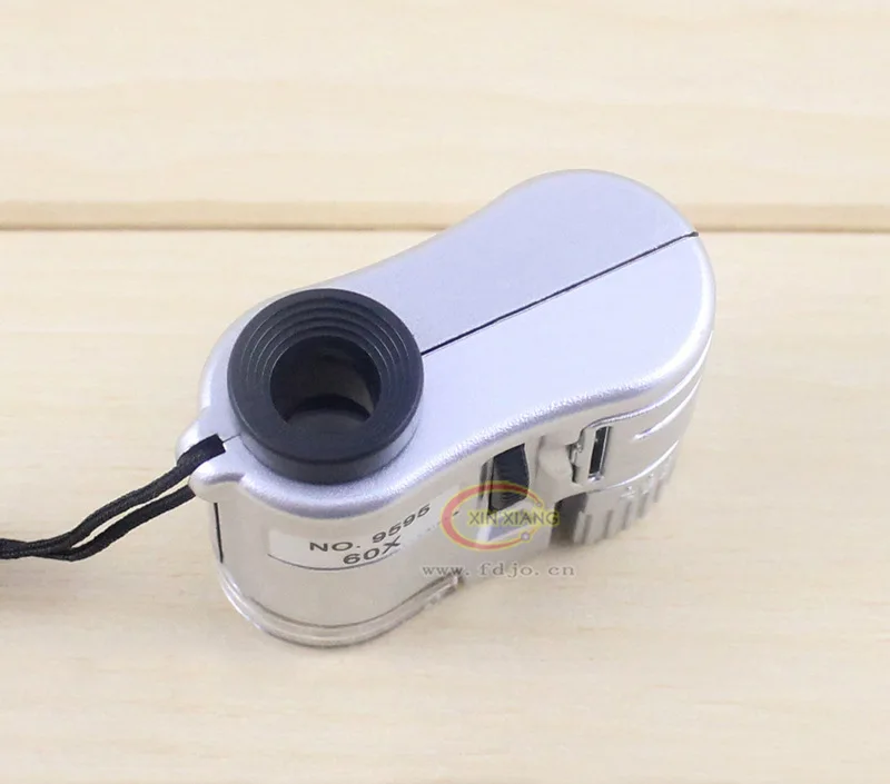 Portable Mini Illuminated Magnifier Lamp 60X Backlit Magnifying Glass Strap Pocket Jewelry Loupe LED Microscope Optical Len Lupa