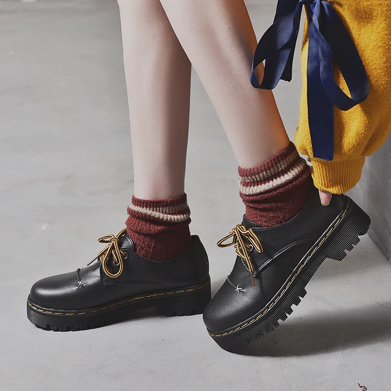 Женская униформа обувь Uwabaki японская JK круглый носок плоская женская обувь для школьниц Лолита Черный Коричневый обувь для косплея резиновая подошва - Цвет: Черный