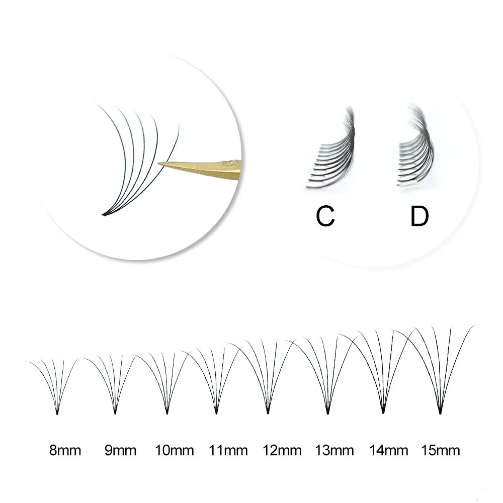 ABONNIE Premade Volume Fans Short Stem 3d/4d/5d/6d Russian  Eyelash Extension Mink Eyelash Extension All Size Lashes Tray