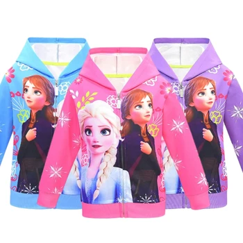 

Girls Cartoon Princess Lisa Anna Printed Hoodie Autumn Spring Girls Hoodie Casual Hoodie Zip Sweatshirt Girl Fashion Cartoon Coa
