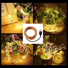 2 м, 5 м, 10 м, USB светодиодный светильник, водонепроницаемый светодиодный светильник из медной проволоки, праздничный уличный Сказочный светильник s для украшения на Рождество, год