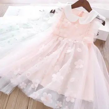 

2020 Summer New Children Baby Floral Mesh Dresses , Girls Princess Sweet Dance Clothes 5 Pieces/lot Wholesale