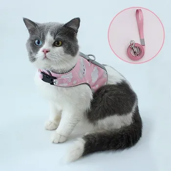 

Fashion Reflective Cat Harness Leash for Walking Cat Traction Rope Vest-type Cat Chest Strap Anti-break Free Walking Cat Buckle