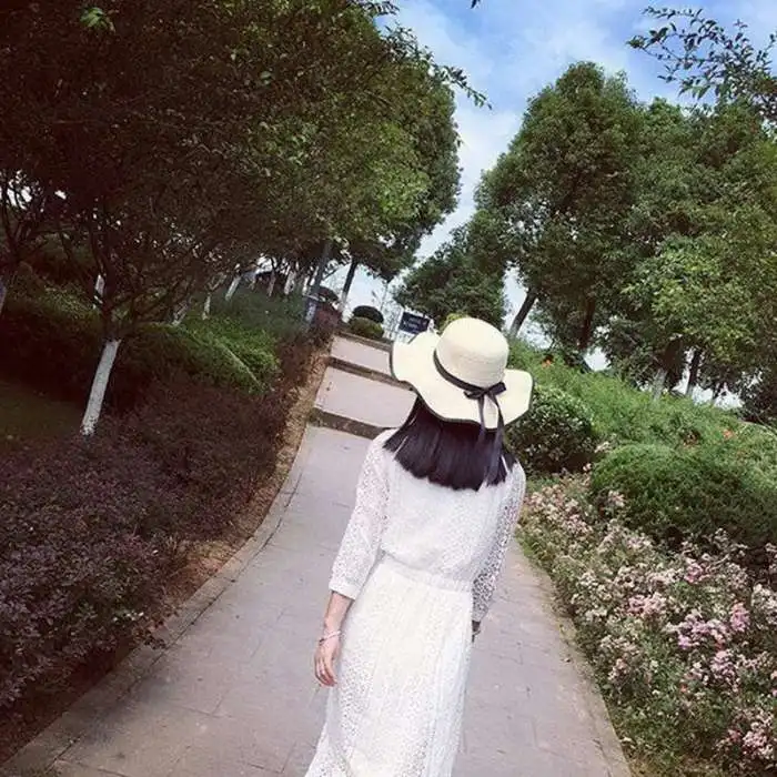 Корейская Sombrero Mujer Новая Летняя женская Соломенная солнцезащитная Кепка с бантиком классическая круглая полочка дикие панамки, кепка пляжная для женщин