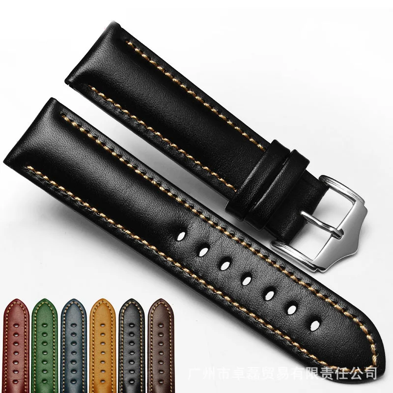 

Waterproof Body Strap 18 20 22mm Watch Band Genuine Leather Bracelet Handmade Watchband Green Blue Color Wristwatches Wholesale