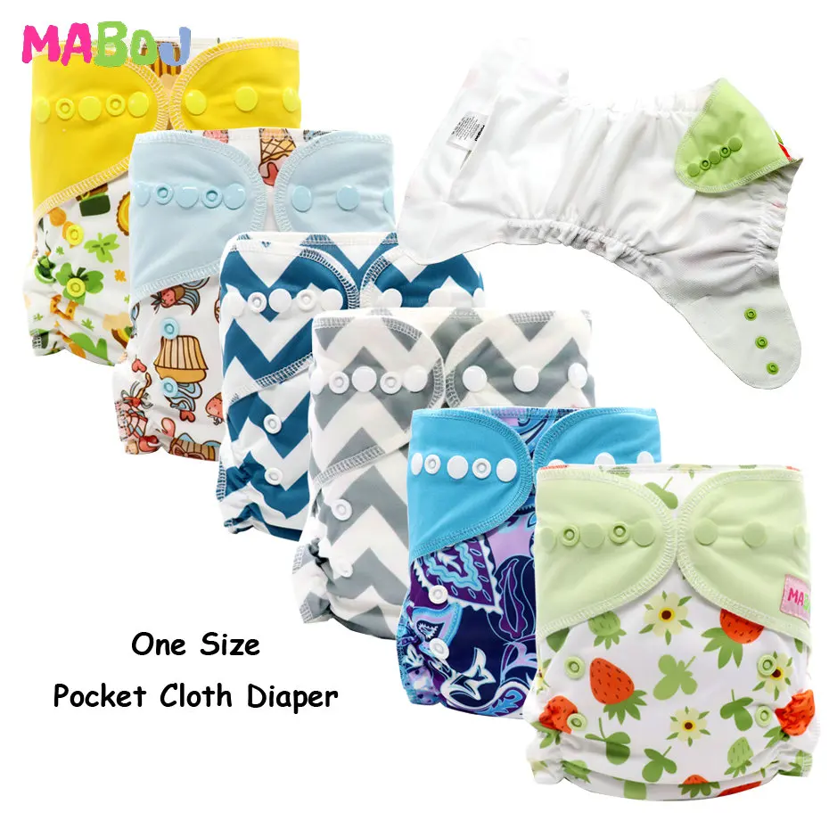 

MABOJ Cloth Diapers Baby Pocket Diaper Nappy One Size Pocket Nappy Washable Reusable Diapers Waterproof Fit Most Babies 8-38lbs