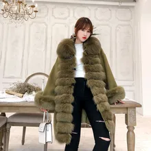 Женское кашемировое пальто OFTBUY, с натуральным мехом лисы на воротнике, свободная длинная зимняя куртка из смешанной шерсти, дамская уличная одежда