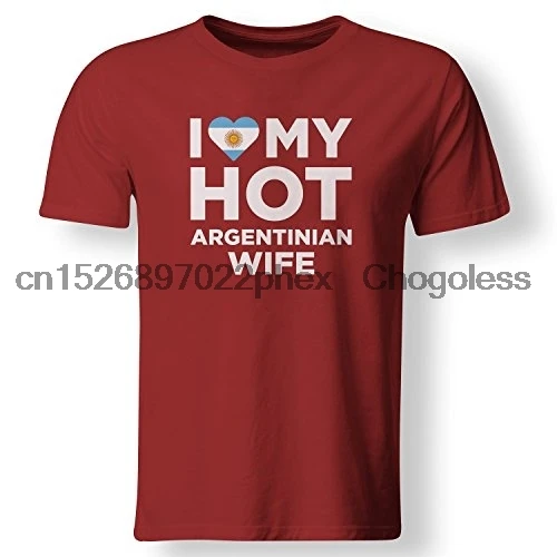 Футболка с надписью I Love My Hot Angentinian Woman | Мужская одежда