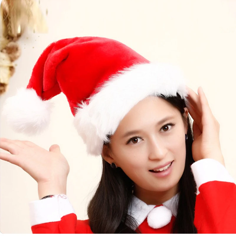 

Christmas Decoration High Quality Santa Claus Red Hats Caps for Adult and Children Xmas Party Decor Supplies New Year's Gifts