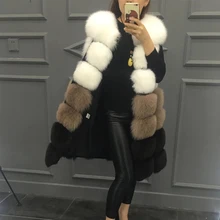  HJQJLJLS 2021 New Fashion Women Patchwork Color Thick Warm Fur Vest Female Rainbow Color Sleeveless Artificial Fur Coat Jacket 