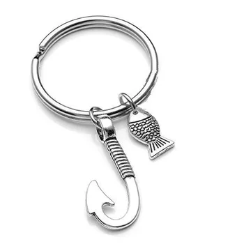 

Fishermen Keychain Man Key Chain Bags Women Key Ring Chain for Pants Kids Fishhook Pendant Key Holder Fashion Zinc Alloy Brelok