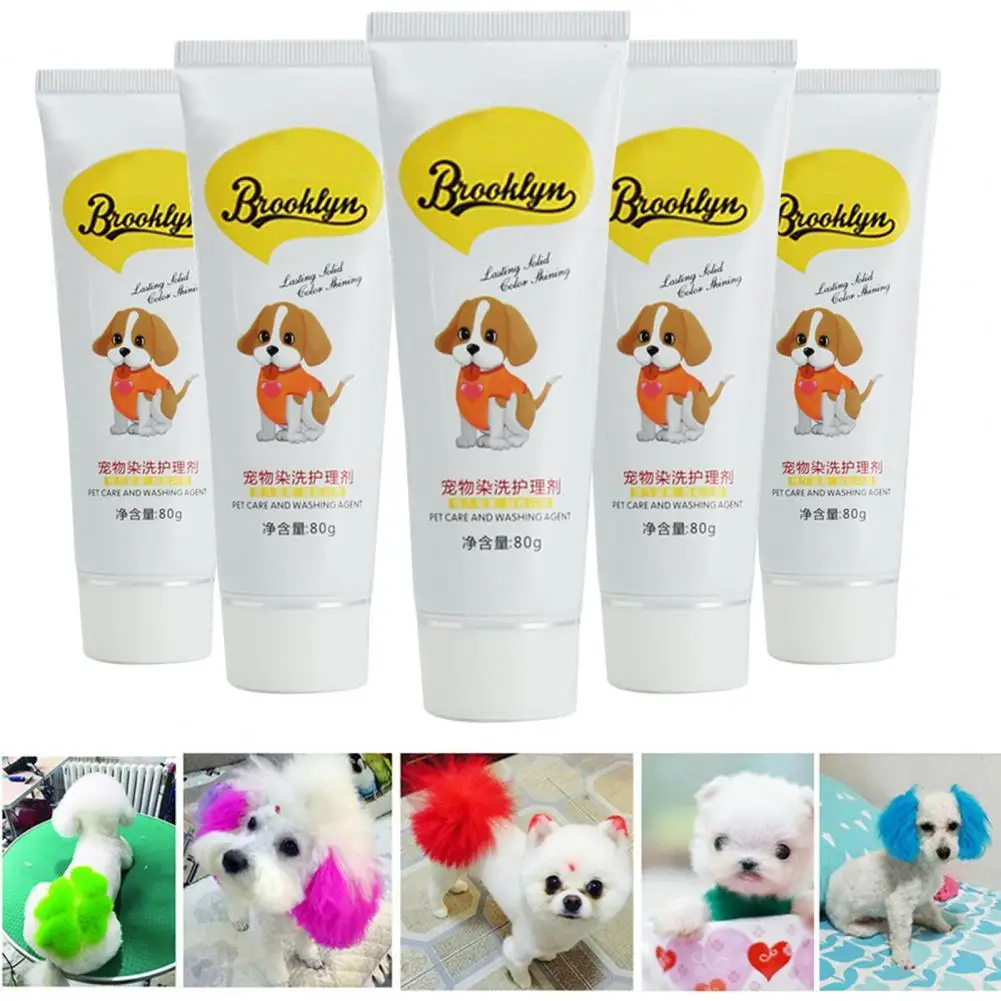 

80g Semi Permanent Pet Dye Cream High Pigmented Colorful Dog Hair Bright Coloring Dyestuff Pigment Supplies for Home